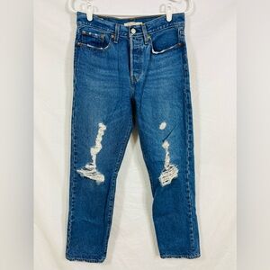 Levi’s Women’s Wedgie Straight Medium Wash Distressed Jeans